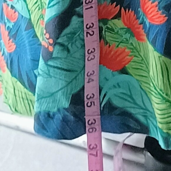 EUC: Go Softly Patio Sz XL Green Tropical Floral Embroidered House Dress Pockets - Picture 7 of 7